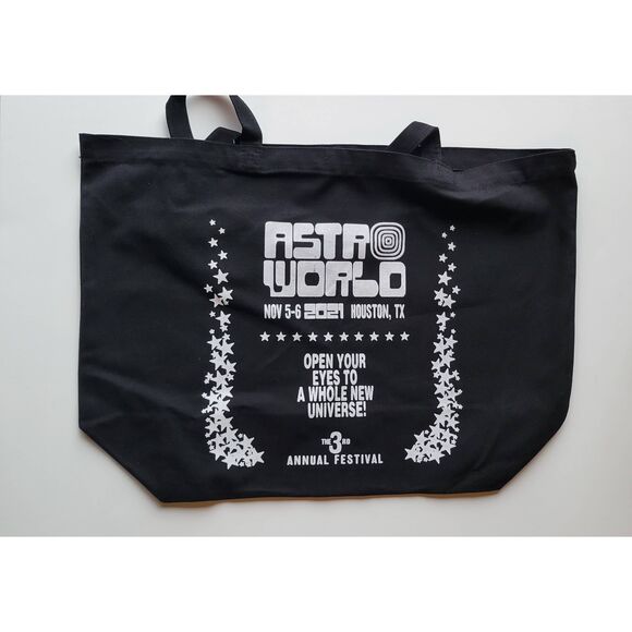 Travis Scott Astroworld 2021 Tote Bag - Black - Picture 1 of 2
